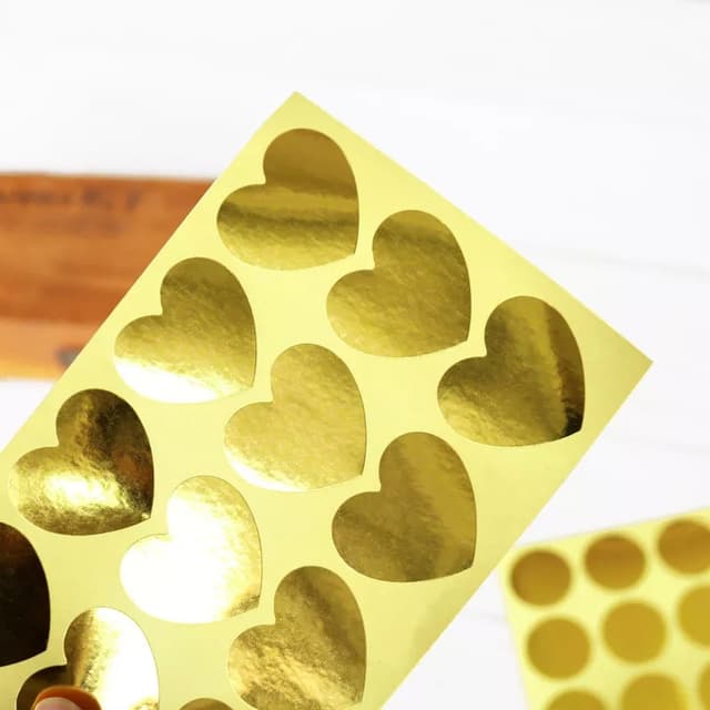 50pcs Golden Seal Sticker Round Heart Paper Label Adhesive Gift Seal Sticke