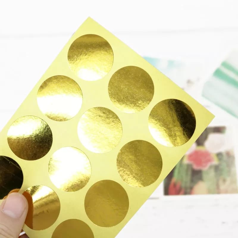 50pcs Golden Seal Sticker Round Heart Paper Label Adhesive Gift Seal Sticke