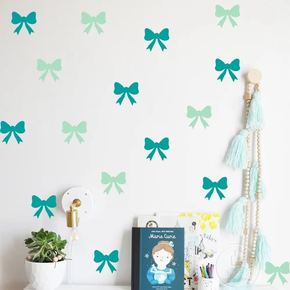 50 Count Bow Wall Stickers by ZAIN STICKER for Kids' Rooms, Bedrooms, and Nurseries - 7CM Each