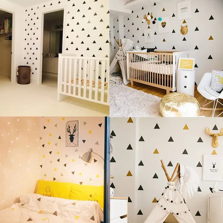 Baby Boy Room Triangles Wall Stickers Simple Shape for Children Room Art Decorative Sticker Kids Nursery Wall Decals Home Decor