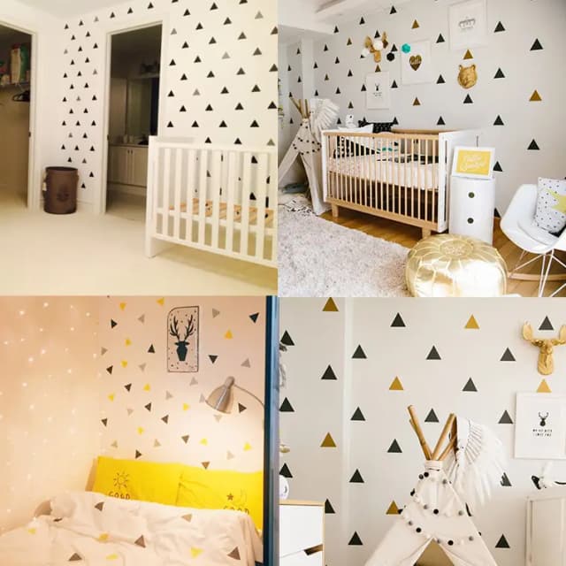 Baby Boy Room Triangles Wall Stickers Simple Shape for Children Room Art Decorative Sticker Kids Nursery Wall Decals Home Decor