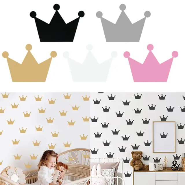 New Style Crown Wall Sticker For Bedroom Children's Room Princess Crown Creative Cute Beautiful Removable Combination Stickers