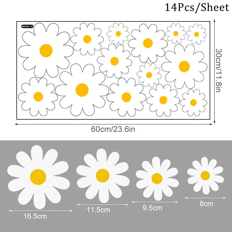 White Daisy Flower Wall Stickers Kids Room Living Room DIY Art Decas Baby Nursery Home Decoration PVC Window Sticker