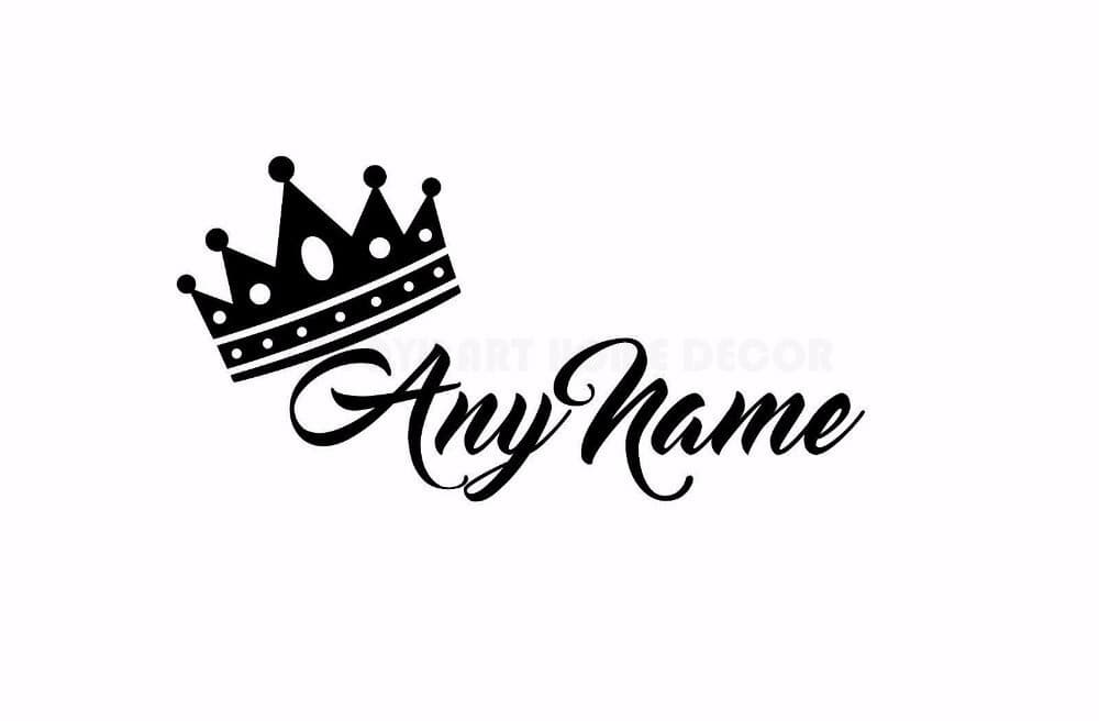 Personalized Name Princess Crown Wall Sticker Customade Prince Name Bedroom
