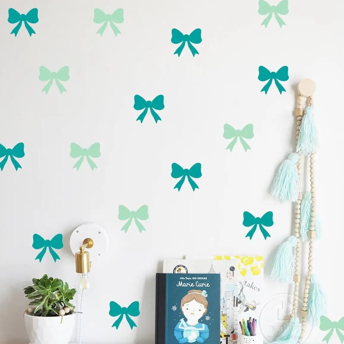 50 Count Bow Wall Stickers by ZAIN STICKER for Kids' Rooms, Bedrooms, and Nurseries - 7CM Each