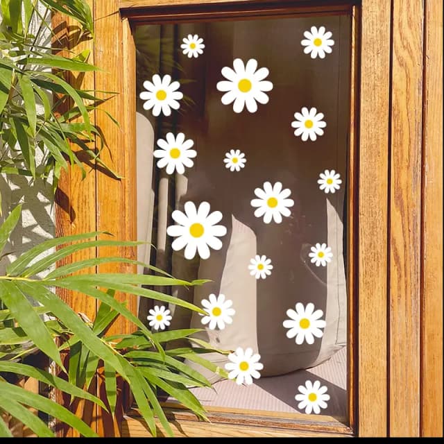 White Daisy Flower Wall Stickers Kids Room Living Room DIY Art Decas Baby Nursery Home Decoration PVC Window Sticker